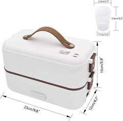 Electric Lunch Box for Adults, 300W Cook Raw Rice 2 Layer Heated Lunch Box