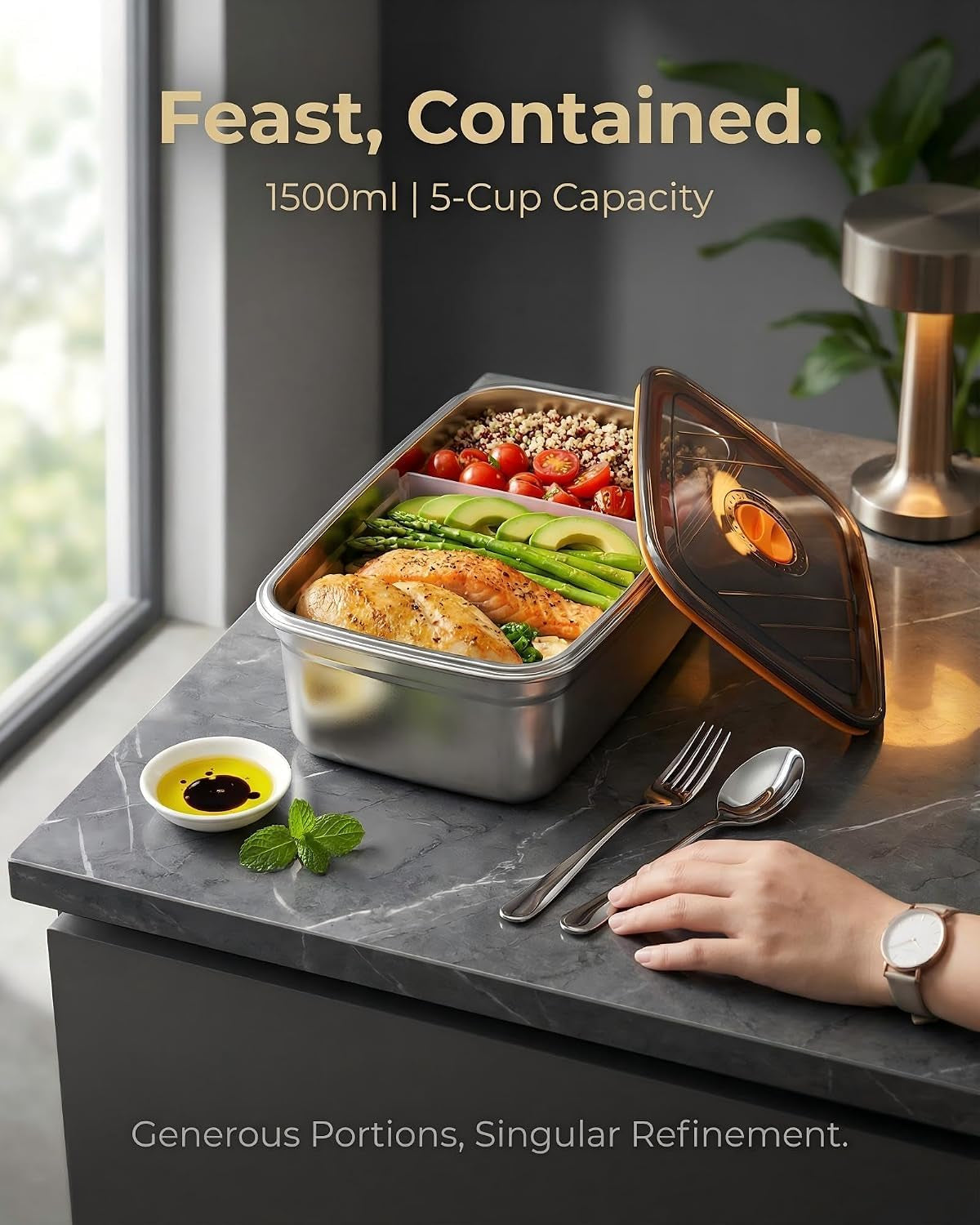 Cordless Electric Lunch Box, 24000Mah Rechargeable 1.2L Food Warmer with 5 Heating Modes, Auto Temperature Control, Portable Heated Lunch Box for Office, Truck & Travel