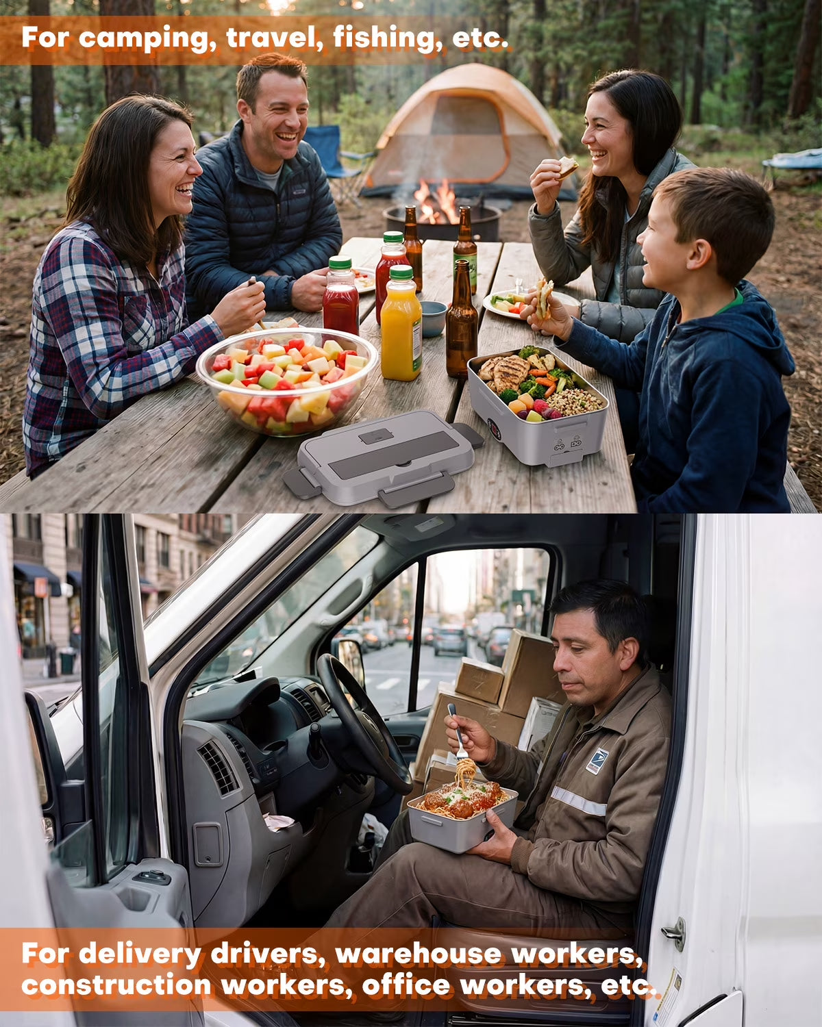 Electric Lunch Box, 1.8 L Portable Food Heater with Timer and Stainless Steel Container