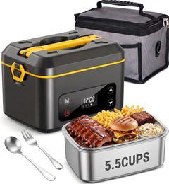 Cordless Electric Lunch Box, 24000Mah Rechargeable 1.2L Food Warmer with 5 Heating Modes, Auto Temperature Control, Portable Heated Lunch Box for Office, Truck & Travel