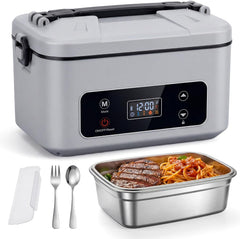 Cordless Electric Lunch Box Heater, 100W Portable Food Warmer, Gray