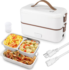 Electric Lunch Box for Adults, 300W Cook Raw Rice 2 Layer Heated Lunch Box