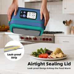 Cordless Electric Heated Lunch Box for Adults, XL 6.3-Cups Rechargeable Battery Powered Smart Self Heating Lunchbox for Men Women, 100W Food Warmer for Trucks Driver Travel Office Worker
