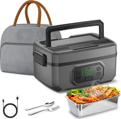 Electric Lunch Box Food Heater for Adult,1.6L & 24000Mah Heatable Lunchbox Battery Powered with Automatic Heating, Portable Food Warmer with Removable Divider for Truck Office Travel