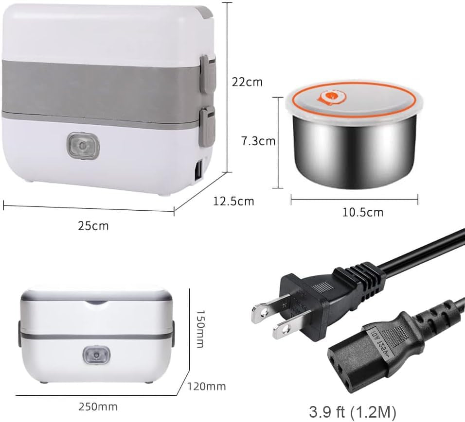 Electric Cooker, Mini Lunch Box 2L, 200W, 4 Stainless Steel Tiers