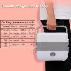 Electric Cooker, Mini Lunch Box 2L, 200W, 4 Stainless Steel Tiers