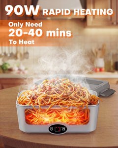 Electric Lunch Box, 1.8 L Portable Food Heater with Timer and Stainless Steel Container