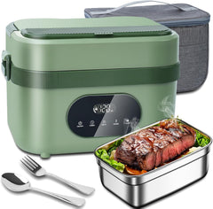 Heated Lunch Box for Men - 18000Mah Battery Powered Cordless Electric Lunch Box for Adults Worker, Commuters, Drivers, 5 Side Self-Heating, Scheduled Heating & 6.3 Cups Container