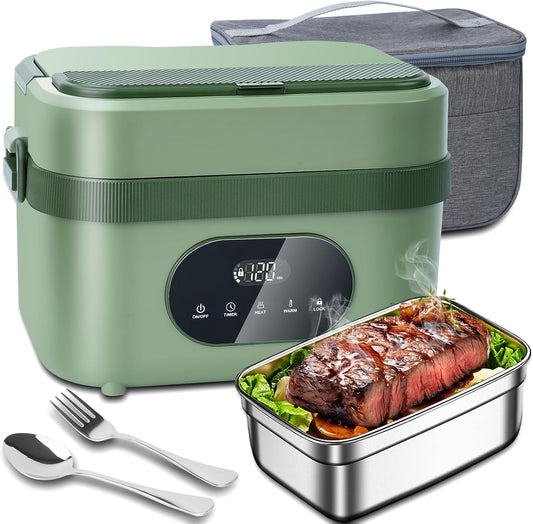 Heated Lunch Box for Men - 18000Mah Battery Powered Cordless Electric Lunch Box for Adults Worker, Commuters, Drivers, 5 Side Self-Heating, Scheduled Heating & 6.3 Cups Container