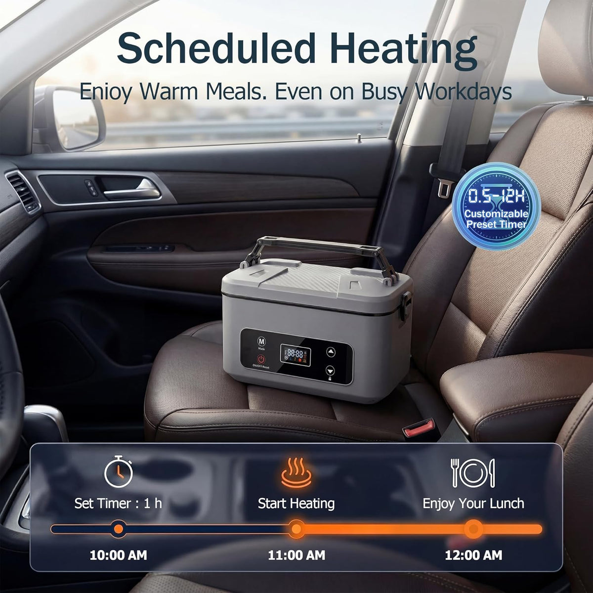Cordless Electric Lunch Box Heater, 100W Portable Food Warmer, Gray