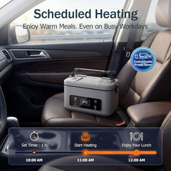 Cordless Electric Lunch Box Heater, 100W Portable Food Warmer, Gray