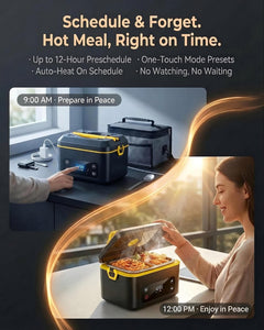 Cordless Electric Lunch Box, 24000Mah Rechargeable 1.2L Food Warmer with 5 Heating Modes, Auto Temperature Control, Portable Heated Lunch Box for Office, Truck & Travel