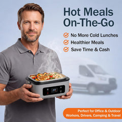 Cordless Electric Lunch Box Heater, 100W Portable Food Warmer, Gray
