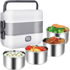 Electric Cooker, Mini Lunch Box 2L, 200W, 4 Stainless Steel Tiers
